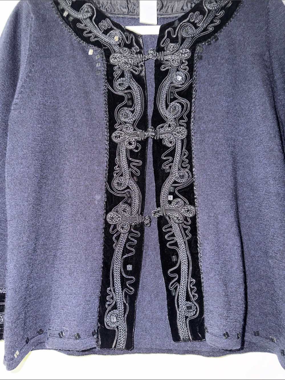 Nanette Lepore Black Trim Embroidered Cardigan - Picture 2 of 6